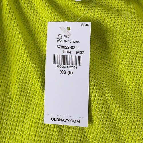 Old Navy Active Boys Size XS (5) Lime 2 Piece Go-Dry Mesh Performance Set NWT - Picture 9 of 9