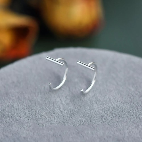 Shiny 925 Sterling Silver Simple Plain Huggie Hoop Circle Earrings Women Gift UK - Picture 7 of 7