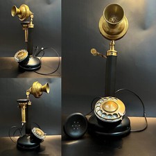 Antique Brass Handset Phone Handheld Telephone Rotary Dial Vintage Home Decor
