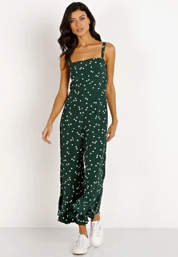 Mono Revolve X Faithfull The Brand Lea Verde Blanco Lino Talla 4 Foto 2 de 4