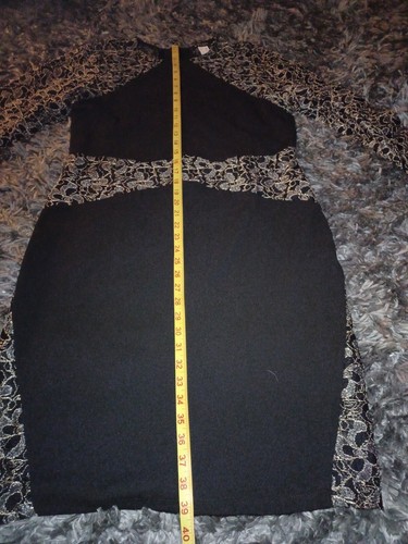 Vintage Venus Black & Gold Crochet, Floral, Long Sleeved, Dress, Size XL, 90s - Picture 6 of 10