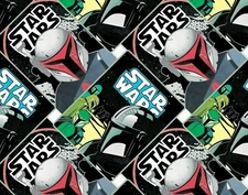 FAT QUARTER FABRIC  STAR WARS  MANDALORIAN MANDO POSTER COLLAGE  100% COTTON  FQ