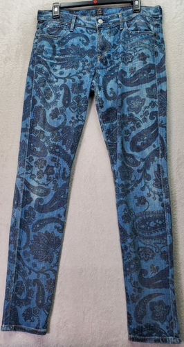 Citizen of Humanity Jeans Damen 31 Blau Paisley Flat Front Low Rise Skinny Leg