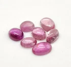 Natural Pink Tourmaline Round Cabochon Gemstone Lot Jewerly Making 3 Cts 7 PCS