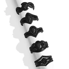 Rinfit Silicone Wedding Ring by RINFIT. Luxury Black Collection - 5 Rings Set