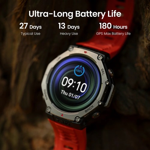 AmazfitT-Rex 3 1.5"Dual-band GPS 27-Day Battery Life Smartwatch Black By FedEx - 第 5/11 張圖片