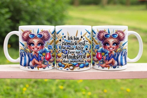 Tasse „Urlaubsreif“ – Lustige Geschenkidee für stressige Tage