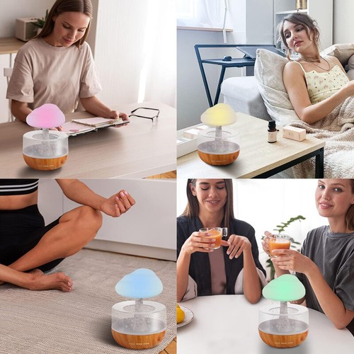 Rain Cloud Air Humidifier 7 Color Night Light Mini Aroma Diffuser Drops Sounds - Picture 9 of 14