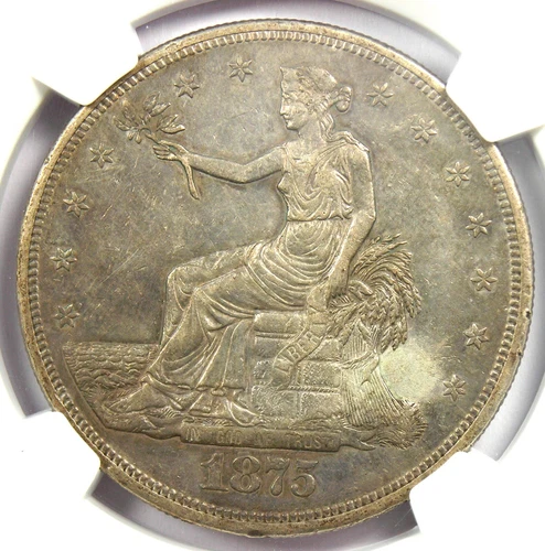 1875-CC Trade Silver Dollar T$1 - NGC AU Details - Rare Carson City Coin!