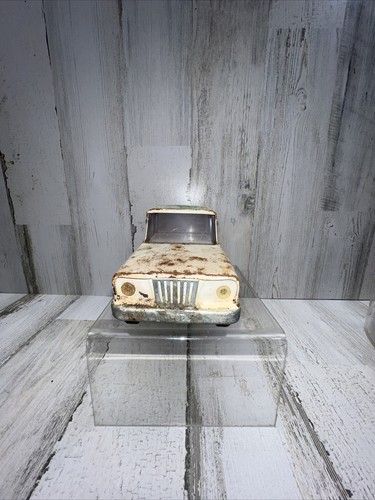 Vintage Tonka White Jeep Pickup Wrecker Tow Truck Pressed Steel Toy Incomplete - Picture 3 of 6