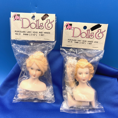 DOLLS making Supplies vintage Lot porcelain Heads Hands pair  legs