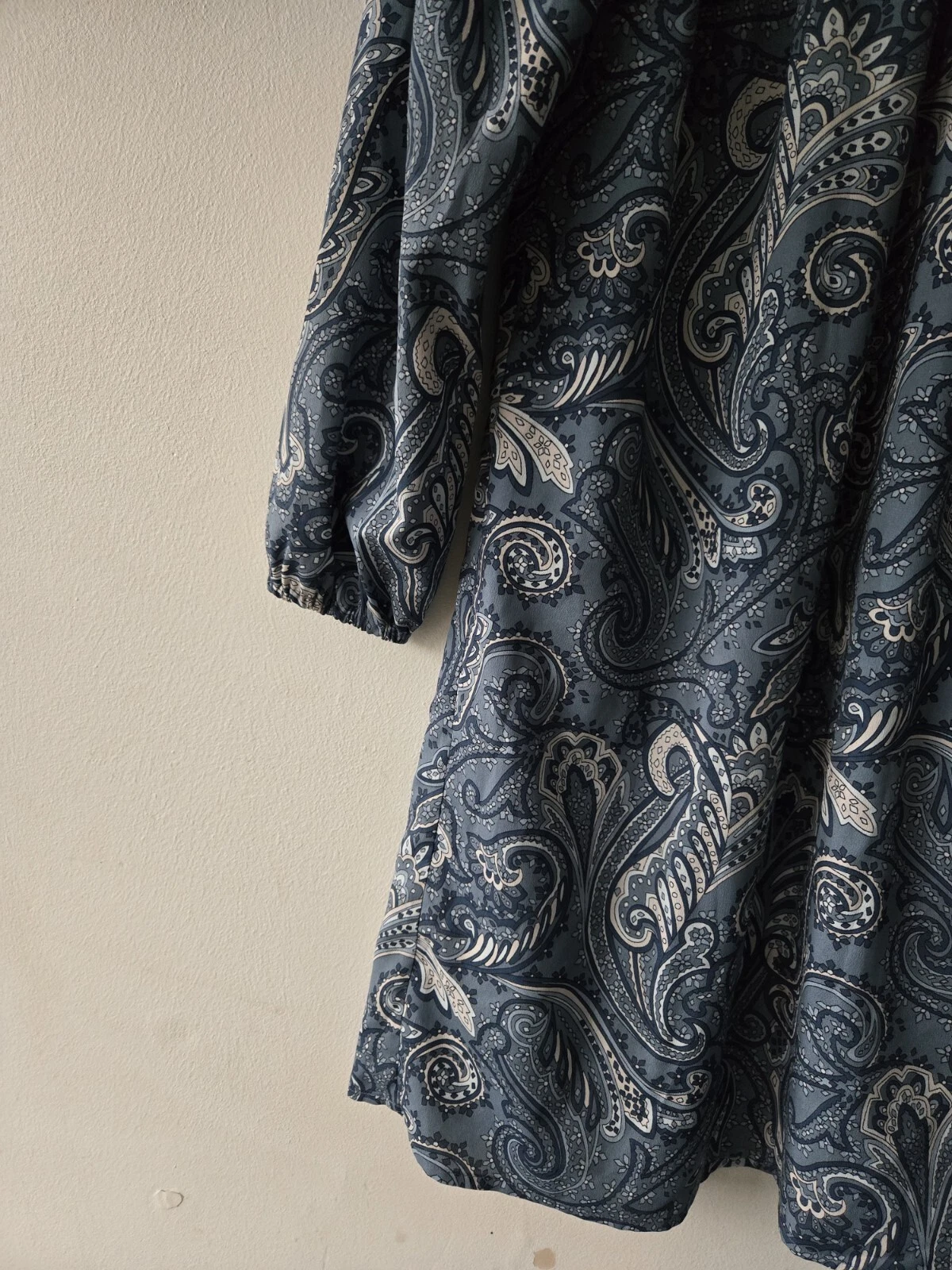 Abito donna Michael Michael Kors spalle scoperte mini stampa paisley blu taglia XS