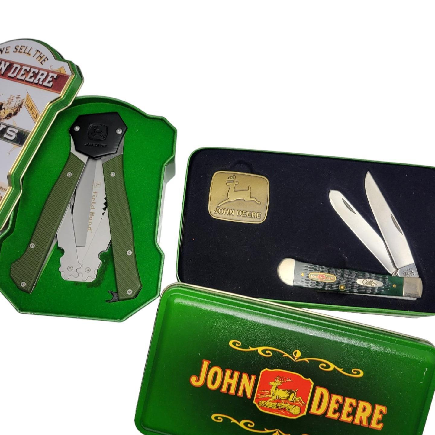 2 MIB Vintage John Deere Pocket Knife Lot Case XX 6254 SS + Taylor