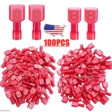 100PCS Red Female Male Wire Connectors Insulated Spade Crimp Terminals 22-16AWG