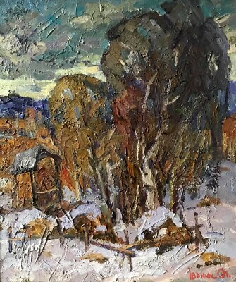 Oil Painting First Snow Fell Kalenyuk A Original Framed Wall Hanging nKalen483