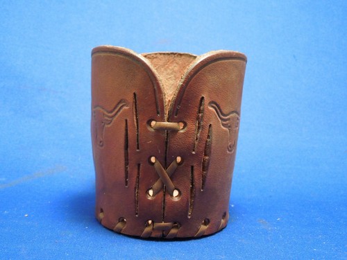 Longhorn Steer Western Leather Cup Holders Coaster - Picture 12 of 12