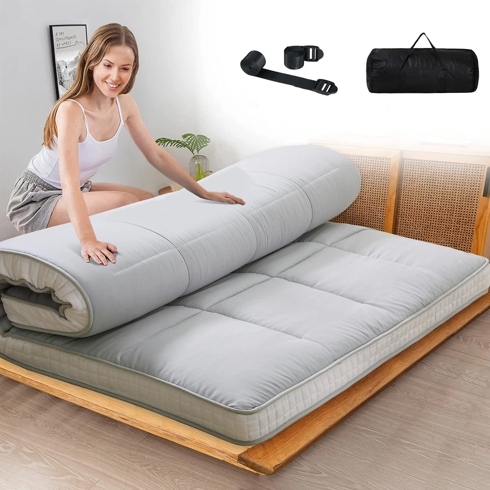 Japanese Floor Mattress Futon Mattress Tatami Mat Foldable Roll Up Fleece Mat