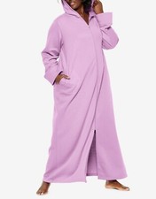 Dreams  Co. Plus Size Light Orchid Long Fleece Hoodie Robe Size 6X 42/44 