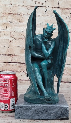 Satan Lucifer Devil Statue Bronze Satanism Baphomet Hot Cast Marble Figurine Art - Picture 2 of 10