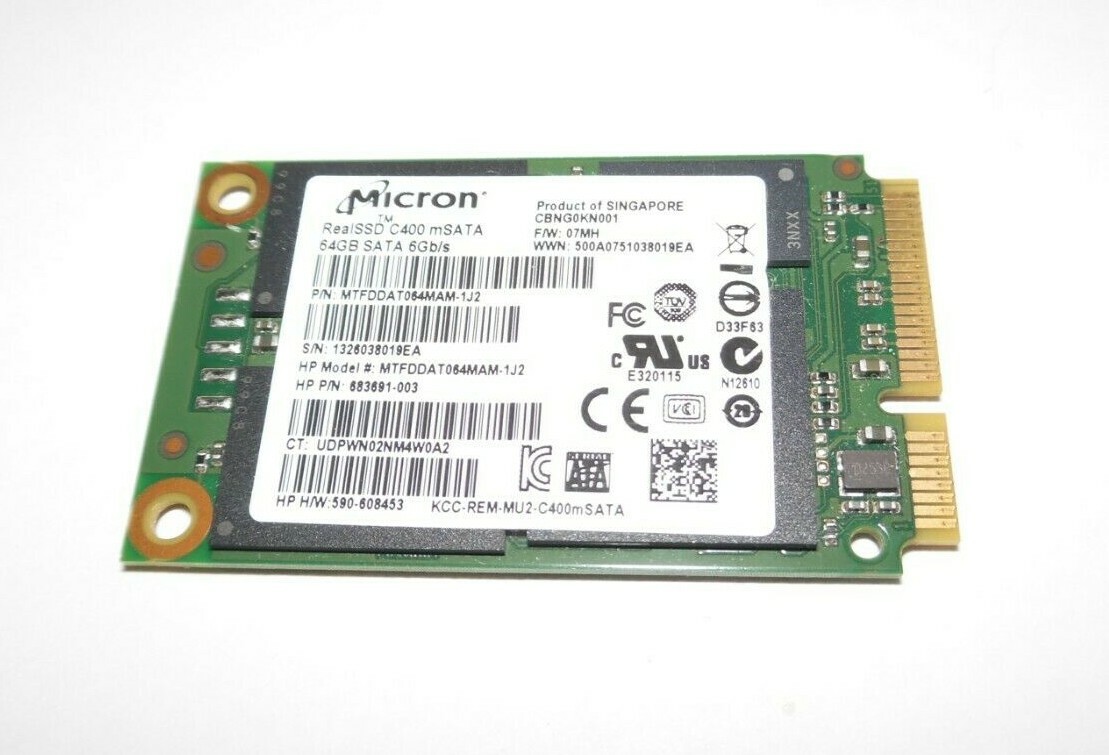 Micron 64GB RealSSD C400 mSATA, 64GB SATA 6Gb/s (N6-40)