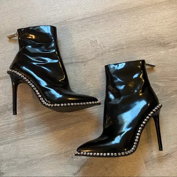 Jeffrey Campbell Temptation Bootie Rhinestone Patent Stiletto Heel