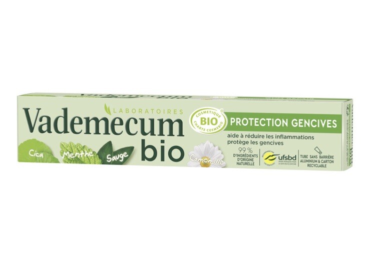 Dentifrice bio Vademecum protection gencives pour le soin dentaire familial 75ml