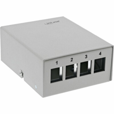 InLine  Patchfeld-Dose Aufputz für 4x Keystone RJ45 Metall lichtgrau RAL7035