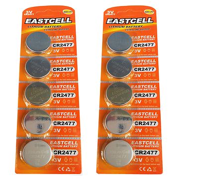       10 x CR2477 3V Lithium Batterie 900 mAh auf 2 Cards a 5 Stück EAST