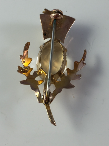 Vintage 9ct Gold and Citrine Thistle Brooch, Ward Bros, 1970 - Picture 9 of 12
