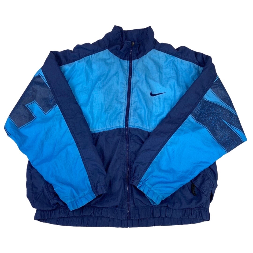 Vintage 90s Navy & Baby Blue Nike Zip-Up Spell-Out Jacket Vintage 90s Navy & Baby Blue Nike Zip-Up Spell-Out Jacket