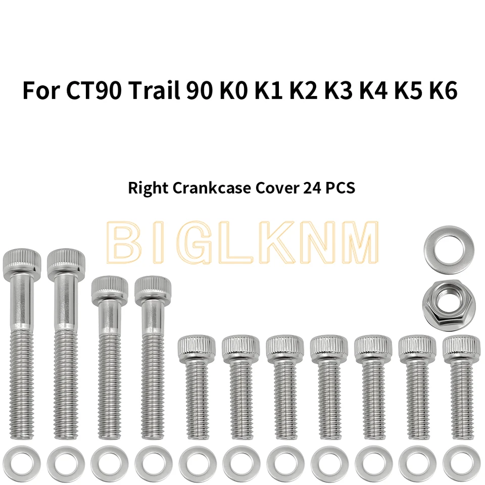 Polished Stainless Steel Engine Bolt Kit Fit For Honda CT90 Trail 90 1966-1979 - Image 3 of 4