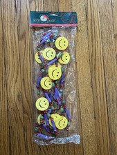 NIP NOS Kurt Adler Smiley Face Wood Bead Garland 9’ Wood Bead Garland