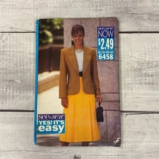See & Sew 6458 Women's Jacket Top Skirt Sewing Pattern Size 12-16 UNCUT