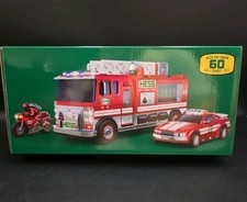 2024 HESS Toy Fire Truck 60TH Anniversary With Car  Motorcycle - Model T0529