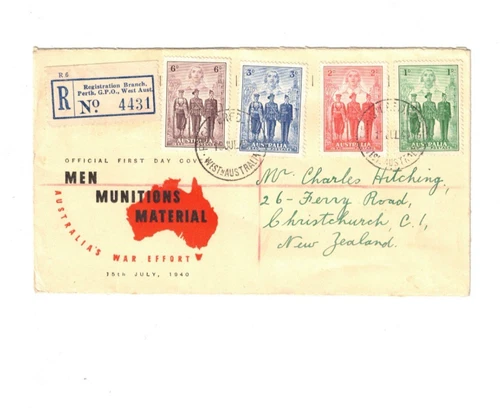 Australia 1940 AIF on Registered OFFICIAL FDC,cds GPO PERTH WA