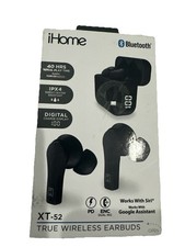iHome XT-52 True Wireless Bluetooth Earbuds, Sweat  Weather Resistant, Black