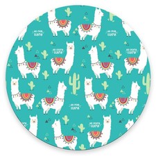 Mouse Pad, Cute White Llama Mouse Pad, Round Cute Gaming Cloth Mousepad for O...