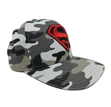 Superman Digital Gray  White Camo Snapback Hat DC Comics Youth Red/Black Emblem