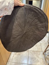 5 Taies d'oreiller rondes 20" en cuir nappa massif quincaillerie restauration