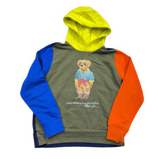 Polo Ralph Lauren Hoodie Boys Medium Big Polo Bear Colorblock Preppy Green Blue