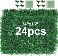 24PCS 24x16 Artificial Boxwood Mat Wall Hedge...