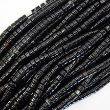 Black Onyx Heishi Disc Beads Gemstone 15.5" Strand 4mm 6mm