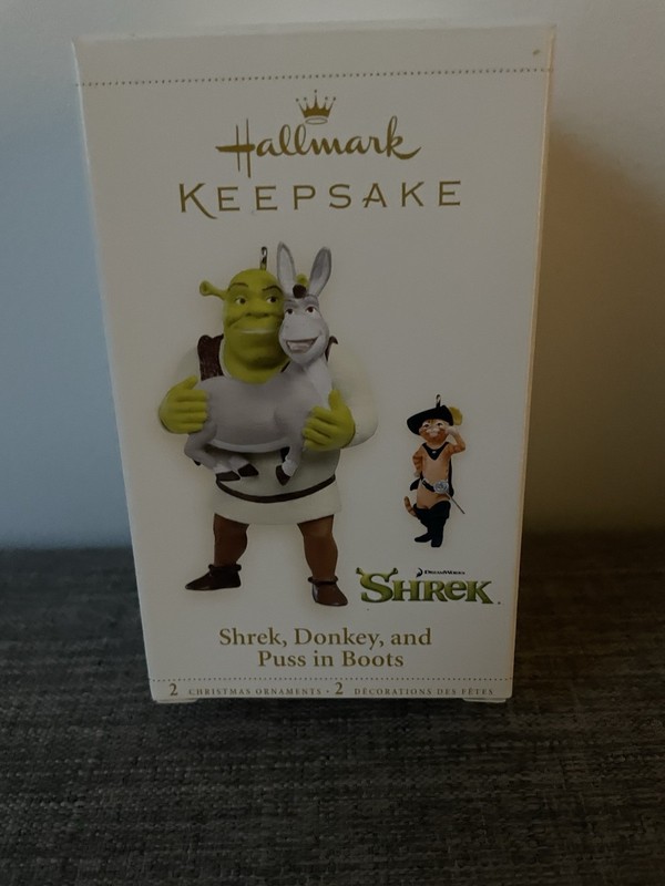 Dreamworks SHREK DONKEY PUSS IN BOOTS 2006 Hallmark keepsake ornament NIB 