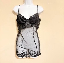 Shirley of Hollywood Vintage Lace Black Chemise Lingerie L