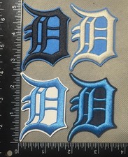 LOT OF 4 DETROIT LIONS / TIGERS D IRON ON EMBROIDERED PATCHES