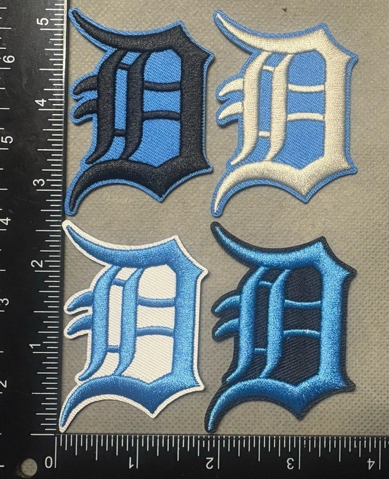 LOT OF 4 DETROIT LIONS / TIGERS D IRON ON EMBROIDERED PATCHES