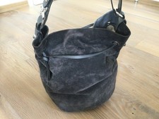 Damen Umhängetasche Grau Leder/Veloursleder ...