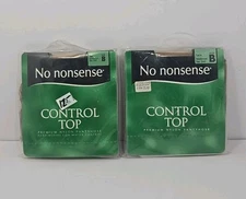 Control Top PANTYHOSE NO NONSENSE Size B Tan Reinforced Toe 045 NOS