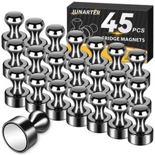 Junarter 45 Black Magnetic Push Pins, Strong Fridge  Whiteboard Magnets