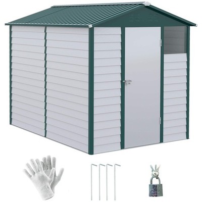 9 Fuß x 6 Fuß Gartenhaus aus verzinktem Metall, Lagerschuppen für den Außenbereich mit Dachschräge, L
